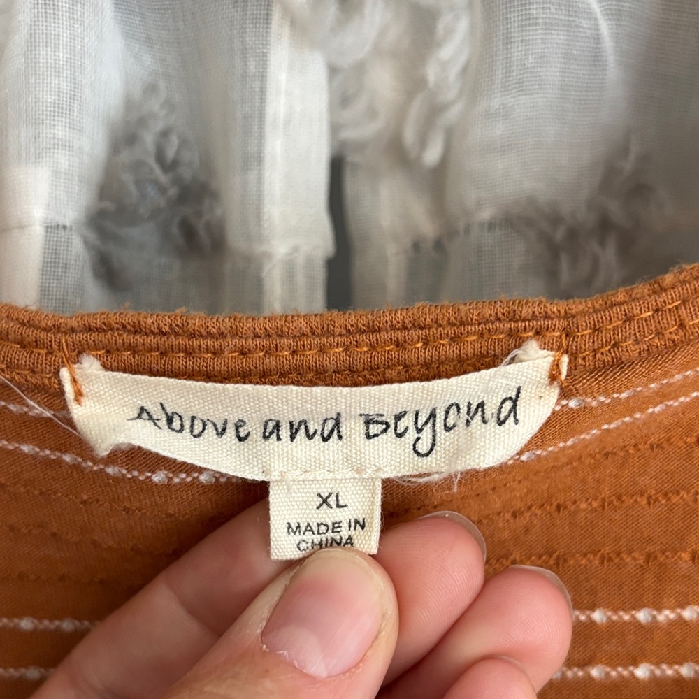 Women's Button-Trim Rust Stripe Boatneck Top - Picture 2 of 5